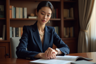 Femme élégante ajustant une montre de luxe sur son poignet