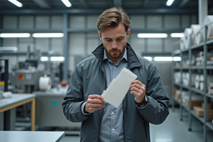 Ingénieur textile examinant un échantillon dans un laboratoire moderne