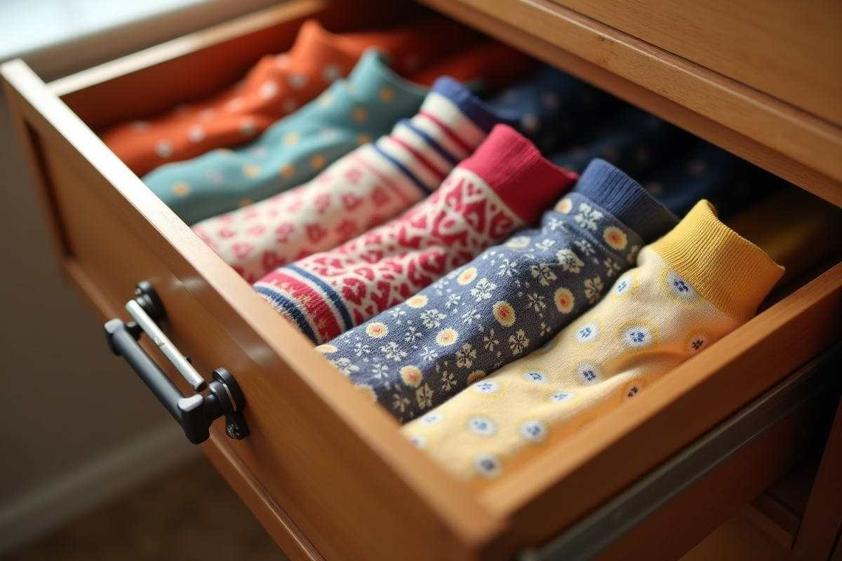 Tiroir avec chaussettes basses aux motifs vifs